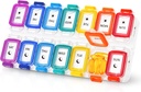 Fullicon Moisture Proof Pill Organizer 2 veces al día, gran caja de la píldora 7 días, caja de la proa de la píldora, contenedor de la píldora del viaje, organizador de la píldora de la medicina con tapas seguras, organizador diario de la píldora (Rainbow Clear)