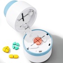 Pill Cutter - Pill Splitter con hoja de acero inoxidable para cortar pequeñas pastillas o grandes píldoras en un cuarto, Pill Cutter 1/4, Apto para cortar vitaminas, tabletas (1-4 azul)