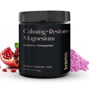 Kroma Calming + Restaurar Magnesium Powder – Magnesium Citrate con L-Theanine para la relajación, Sleep Cycle &amp; Digestive Support – Muscle Recovery Suplemento – Pomegranate Flavor – 4.4 oz, 30 Servings