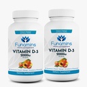 Vitamina D3 Gummies, 2-Pack, 60 Cuentas Cada, 2000iu por Serving, apoya el sistema inmunológico y la salud ósea; para adultos niños; Peach, Mango, sabores a fresa