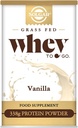 Solgar Grass Fed Whey to Go Protein Powder Vanilla, 11.9 oz - 20g de Grass-Fed Protein de vacas de Nueva Zelanda - Gran Tasting &amp; Mezclas Fácilmente - Apoyos Strength & Recuperación - 13 porciones