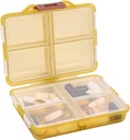 Organizador de píldoras de viaje pequeños 8 compartimentos de presión Caja de tenedor de píldoras - Portable Medicine Container Case - Daily Weekly Medication Organizer