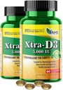 America Medic &amp; Science Xtra D3 Vitamina D 5,000 UI (125 mcg)Cholecalciferol Suplemento para Hombres &amp; Mujeres(120Easy to Swallow Softgels) 2pack permanenteBest for Bone,Heart Health,Inmune System Support,Lung Function