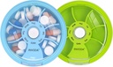 INVODA Organizador semanal de píldoras 7 Caja de píldoras rotativas para medicamentos diarios & vitaminas - Caja de píldoras de viaje portátil Suplementos de aceite de pescado Vitaminas Organizador (Green+Blue)