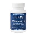 BRAINMD Vitamina D3 + K2-60 Cápsulas - Apoyo sinérgico para la Cognición de Huesos Saludables - Gluten Gratis - 60 Actuaciones