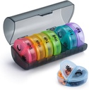 VIGOR PATH 7-Day Pill Organizer with Two Compartments Por Day, Ideal para Pills/Vitamins/Fish Oil/Supplements Storage, BPA-Free and Easy to Clean (Black - Colorful)