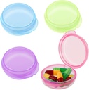 4 Pcs Mini Pill Organizer Caja pequeña de Pill Cute Portable Pill Case for Pocket Purse Travel Storage Containers Earplug Case Medicine Dispenser Vitamin Holder(Blue+Pink+Purple+Green)