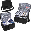 Bolso de Medicina de Capas Dobles con Organizador de Botellas de Compartimiento Aislante con Cierre Bloqueable,Organizador de Medicina Travel con Correas de hombro suave para Botellas de Píldoras, Suministros Médicos