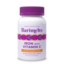 Barimelts Hierro con Vitamina C, 90 Tablas de resolución rápida (1-Mes), Suplemento de Hierro Bariat libre de azúcar para Mujeres, Sabor Naranja Natural