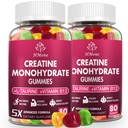 Cretina Monohydrate Gummies - 5g para Hombres &amp; Mujeres, 160 Conde y Creatine Chewable Suplementos para la ganancia muscular, fuerza muscular, energía y constructor de músculos, libre de azúcar, Vegan