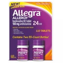 Allegra 24 horas Indoor y Alivio de Alergia al aire libre 180mg 55 Tabletas, Pack de 2 (110 ct.)