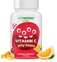 Niños Vitamina C Jelly Beans 80mg - Tasty Natural Orange Blast Flavor - Vegan, libre de transgénicos, libre de gluten, vitaminas libres de nuez - Suplemento dietético - para el soporte de inmuno - para niños - 60 Jellies