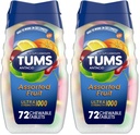 TUMS Ultra Strength Antacid Tablets for Chewable Heartburn Relief and Acid Indigestion Relief, Assorted Fruit - 72 Count (Pack of 2)