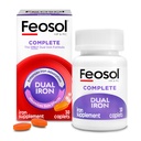 Feosol Complete Iron Supplement Caplets, Bifera Iron for High Absorption, Heme and Non-Heme Dual Action Minimizes Side Effects, 1 Por día, for Energy and Immune System Support, Made in USA, 30 Count
