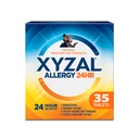 Medicamento de Alivio de la Alergia Xyzal 24 Horas, Antihistamínico de Estrosis Original Prescripción, Dihidrocloruro de Levocetirizina Tabletas, 5 mg, 35 Conde