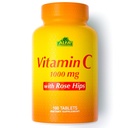 ALFA VITAMINS Vitamina C con Rosa HIPS con 1000 mg Vitamina C por Serving - Antioxidante &amp; Immune Soporte + Soportes Esquí sano &amp; Juntas - No GMO, Vegan, Gluten Free, Dairy Free - 100 Cuadros