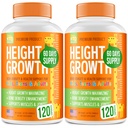 Pack de 2 Maximizador de crecimiento de altura - Hecho en EE.UU. - Aumentar la altura natural Booster &amp; Vitaminas Adolescentes - Píldoras para crecer más alto en cualquier edad - Suplemento de crecimiento de huesos para adultos &amp; niños - 120 cápsulas
