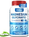 Airboy Magnesium Glycinate 200 mg, Mejor Magnesio Glycinate para el sueño, 120 cápsulas pequeñas veganas, alta absorción Soporte Relajación, sueño y calma Mood, no GMO y sin gluten