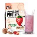 WILD SOCIETY - Clear Whey Protein + Electrolytes - Refreshing Whey Protein Isolate Powder - 20g Protein, 0 Añadido Sugar, GMO-Free, Natural Flavors & Colores - Strawberry Coconut, 16 oz