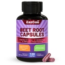 Beet Root Capsules 1000mg Per Serving, Supports Nitric Oxide Production & Blood Pressure, with Black Pepper Extract, Non-GMO, Gluten Free, Vegan - 120 Counts