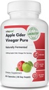 Manzana Vinagre Pura Manzana Vinagre Capsulas con concentración naturalmente fermentada de 1300 mg de sidra de manzana vinagre. No Sabor de Harsh. 60 cápsulas