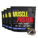 COLOSSAL LABS Muscle Whey Protein Flavored Protein Powder, 25,000mg Amino Acids/Serving, Cold Filtered(Packaging May Vary) (20 libras (Pack of 4), Cookies &amp; Crema)