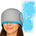Vive Migraine Relief Cap - Sombrero de compresión caliente y frío para el dolor de cabeza - Cabeza completa Wrap Beanie &amp; Eye Mask for Tension & Pressure Relief - Cooling Headband - Reusable & Flexible Soft Gel Packs