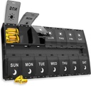 XL Organizador grande de píldoras 7 días, Caja de píldoras semanales 2 veces al día,Am Pm Pill Case Organizer 14 Compartimientos con diseño de tapas picadas, dispensador de píldoras de la caja diaria para aceite de pescado / suplementos (negro)