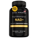 Vitaminas Vitales NAD Suplemento - NAD+ (Nicotinamide Adenine Dinucleotide) para Hombres &amp; Mujeres - Fabricado con Entrega Liposomal - Celular Anti-Aging Support, Energy, Focus - 30-Day Supply
