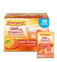 Emergen-C 1000mg Vitamina C Powder para soporte diario Caffeine Free Vitamina C Suplementos con zinc y manganeso, vitaminas B y electrolitos, Super Orange Flavor - 90 Conde/3 Month Supply