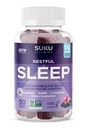 SUKU Restful Sleep Gummies – 3 mg Melatonina, L-Theanine & GABA – Vegan, Azúcar libre para la relajación y el sueño natural – BlackBerry-Hibiscus Flavor – Non-GMO, Gluten-Free – 50 Conde