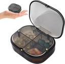 Organizador diario de píldoras, 4 Compartimientos Caja de píldoras portátiles con diseño de la humedad, medicamentos lindo organizador para mantener la vitamina, aceite de pescado, suplementos y medicamentos