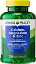 Calcio, Magnesio, Zinc &amp; Vitamina D3. Magnesio de Calcio de Primavera con Más Vitamina D3 Caplets Suplemento dietético, 250 Contamos con 45 Diabetes Decodificados