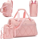 Pink Women's 40L Gym Duffel with Shoe Compartment - Carry On Weekender Bolsa - Personal Item Travel Workout Tote