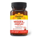 Country Life® Vegan K2-500 mcg, 60 Ct. Chewable Tablets. Sabor de fresa - Certified Gluten Free - Certified Vegan by AVA - para apoyar la salud de los huesos