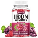 Suplemento de Hierro para Hombres, Suplementos de Hierro para Anemia con Vitamina C, B12, Folate-Blood Builder " Energy Support for Iron Deficiency-Grape Flavor, Vegan, 60 Gummies