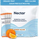 Embalajes de hidratación Nectar - Electrolitos Embalajes de polvo - No Azúcar o Calories - Electrolitos de frutas orgánicas líquidos diariamente polvo para alivio de la deshidratación y rehidratación rápida (Orange 18 Pack)