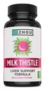Zhou Milk Thistle - Liver Health Supplement, Silymarin Milk Thistle Extract " Powder for Men " Women, Herbal Cleanse Support, Metabolic Health - 60 Vegetarian Capsules