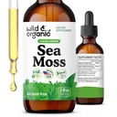 Wild &amp; Organic Sea Moss Liquid Drops - Immune Support - Irish Sea Moss and Bladderwrack Tincture - Multimineral Chondrus Crispus Supplement - Vegan, Sugar &amp; Alcohol-Free - 2 fl oz