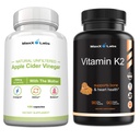 Manzana de vinagre cápsulas con la madre ayuda a mejorar la energía, la inmunidad, la digestión & metabolismo + vitamina K2 suplemento - Espectrum completo vitamina K2 MK7, MK4 &amp; calcio - 90 cápsulas