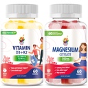 Vitamina D3 K2 Gummies 5000 UI - Immune & Bone Suppor &amp; Magnesium Gummies for Kids &amp; Adults - 500mg