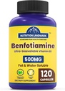 Benfotiamine 500mg Por Serving, 120 Veggie Capsules (250mg Por Cap) – Fat Soluble Vitamina B1 Suplemento de Thiamine – 3er Parte Testado, Vegan, No GMO, Gluten Free