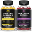 EFFECTIVE NUTRA Creatine Monohydrate Gummies 90ct &amp; Sugar Free Milk Thistle Gummies 90ct