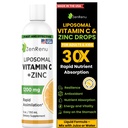 Zenrenu Liposomal Vitamina C y Zinc Liquid Drink for Adults &amp; Kids - Non GMO Sunflower Lecithin - Max Antioxidant &amp; Immune Support, 5 oz / 150 ml