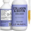 Collagen líquido para mujeres - Biotina líquido y colágeno Suplementos gotas con Reishi, Chamomile &amp; Valerian Root Extract