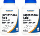 Ácido Pantoténico Nutricost (Vitamin B5) 500 mg, 240 cápsulas (2 botellas)