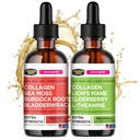 Collagen Mojo Líquido Colágeno Peptidos con Moss Mar, Burdock Root & Bladderwrack + Líquido Collagen Peptides con Lions Mane Mushroom, Elderberry & L-Theanine