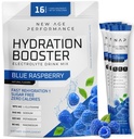 New Age Performance Hydration Packets, Electrolytes Powder Liquid Enhancer for Dehydration Relief, L-Glutamine Amino Acids for Muscle Workout Recovery, Sugar Free & 0 Calorie, 16 Pack (Blue Raspberry)