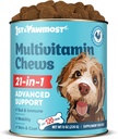 21-in-1 Perro Multivitamínico - Vitaminas y Suplementos para perros mayores y cachorros - Multivitamínico para perros para la piel, la carne, el corazón, soporte inmunológico - Multivitaminas de perros Chewable para soporte conjunto -120pcs