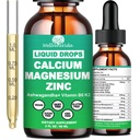 Calcio Magnesio Zinc Liquid Drops with Vitamin D3 K2, High Potency Calcium Magnesium Supplement w/Magnesium Complex, Zinc, Theanine丨Gluten Free for Immune, Bone,Muscle, Mood & Sleep Support